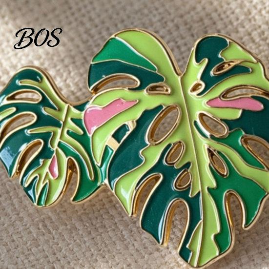 Enamel Leaf Brooch Alloy Brooch, Design Lapel Pin, Plant Lover Badge with Smooth Lines Edge Bright Color, Fresh Style for Shirts Suits Sweaters Canvas