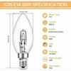 E14 28W Halogen Candle Bulb Dimmable, Clear Glass C35 E14 SES Small Edison Screw Bulb, Halogen Candle Bulb for Chandelier, 230V, 5-Pack