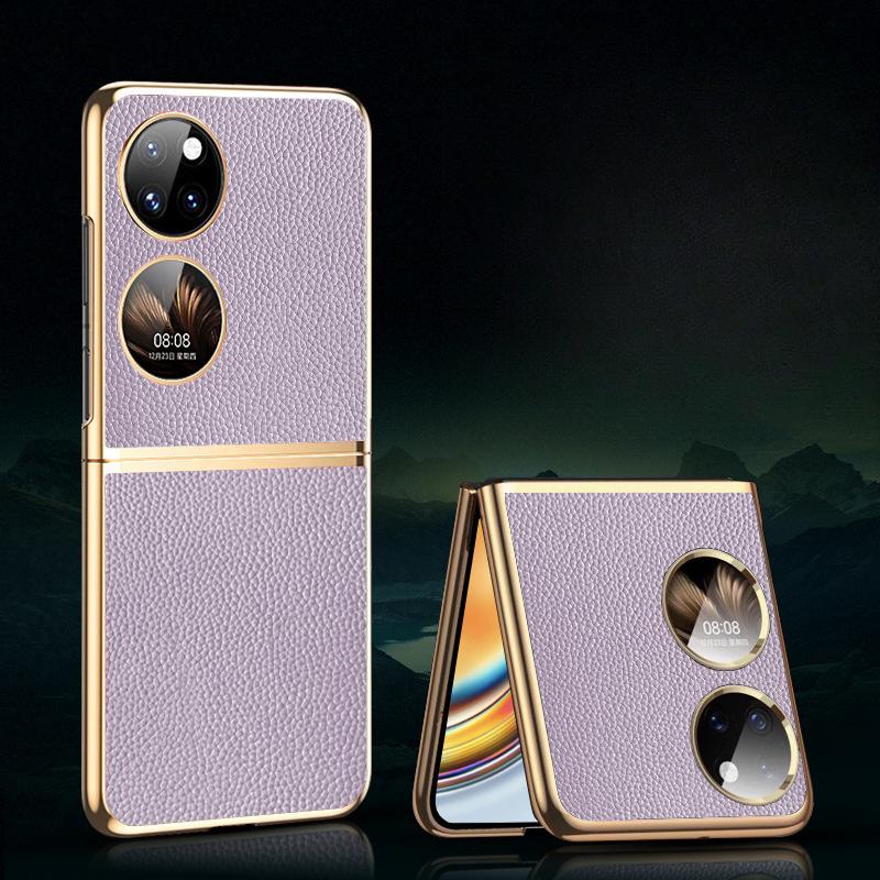 

Подходит для чехла для мобильного телефона Huawei P50pocket, Натуральная кожа, Гальваническое покрытие, Складной, Samsung Zflip5/4, Всесторонний, 3 Противоударный Huawei P50pocket