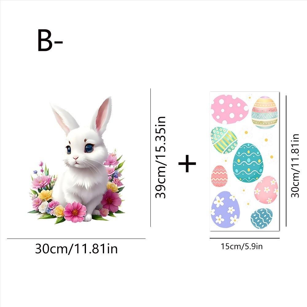 Self-Adhesive Flower Rabbit Sticker Easter Festival Party Sticker New Wall Decal  Glass Decoration