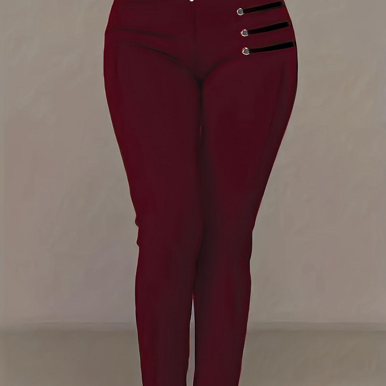 Plus Size Women s High-Waisted Slim-Fit Leggings 3XL глубокий/красный