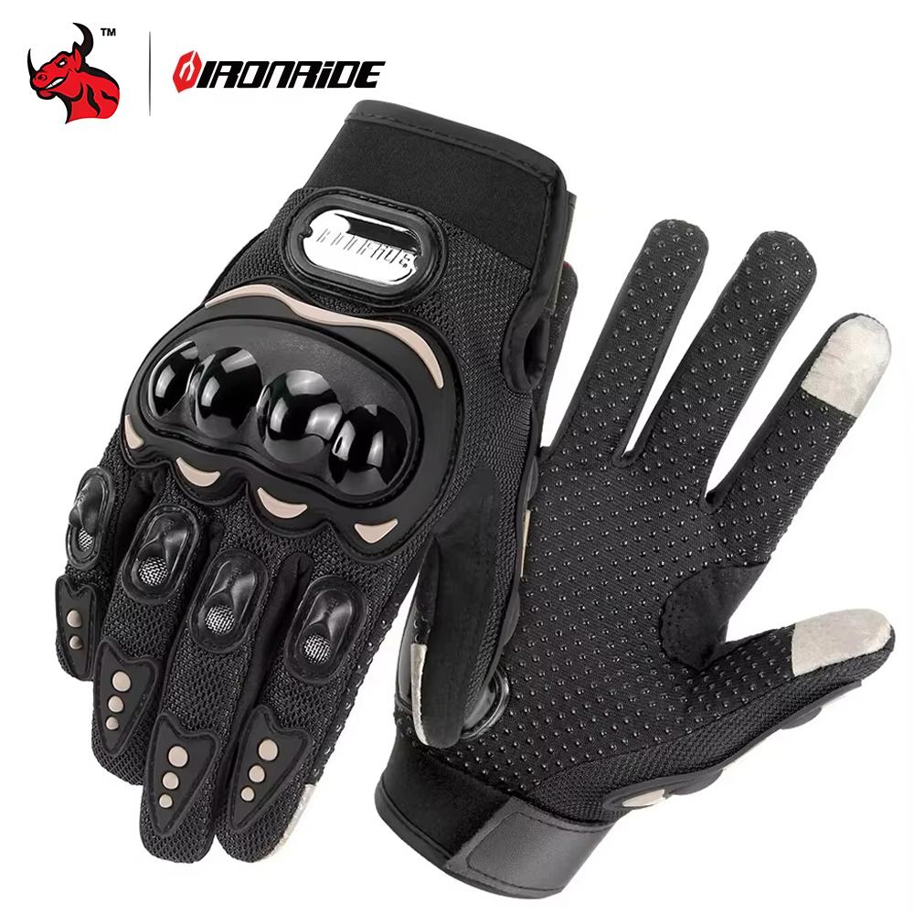 

Vintage Leather Motorcycle Gloves Breathable Perforated Design Touchscreen Compatible Men Riding Gloves for Cafe Racer Cruiser M