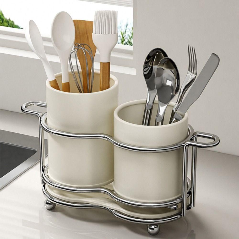 Large Capacity Kitchen Utensil Holder Space-Saving Drainer Stand  Kitchen