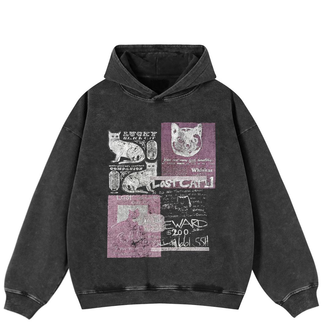 

Уличная одежда Смешной графический пуловер Унисекс Оверсайз Худи черного цвета с эффектом стирки с боковыми карманами S чёрный