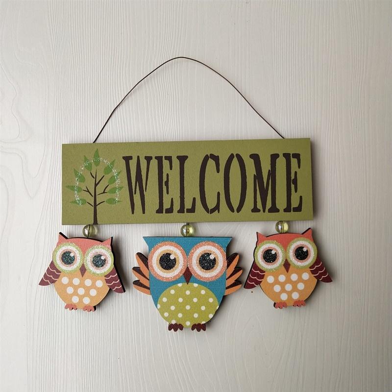 Pastoral Style Home Accessories Creative Personality Owl Listing Welcome To Welcome Store Wall Hanging