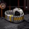 Three-Bead Steel Band Buckle Strap for Apple Watch, Compatible with All iWatch Generations, Stainless Steel.