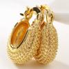 Vintage Hollow Out Geometric Bead Hoop Earrings For Women Plated Wedding Engagement Party Jewelry