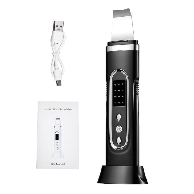 Happy World Electronics Ultrasoon huidscrubber Elektrische gezichtsreiniging Pori&euml;ndiepe reiniger Acne Mee-eter verwijderaar Peeling schep apparaat Schoonheidsmachine zwart