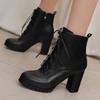 Women's Ankle Boots High Heels Fall Winter Platform Ladies Motorcycle Boots Thick Heels Lace-up Riding Boots Ladies Party Shoes