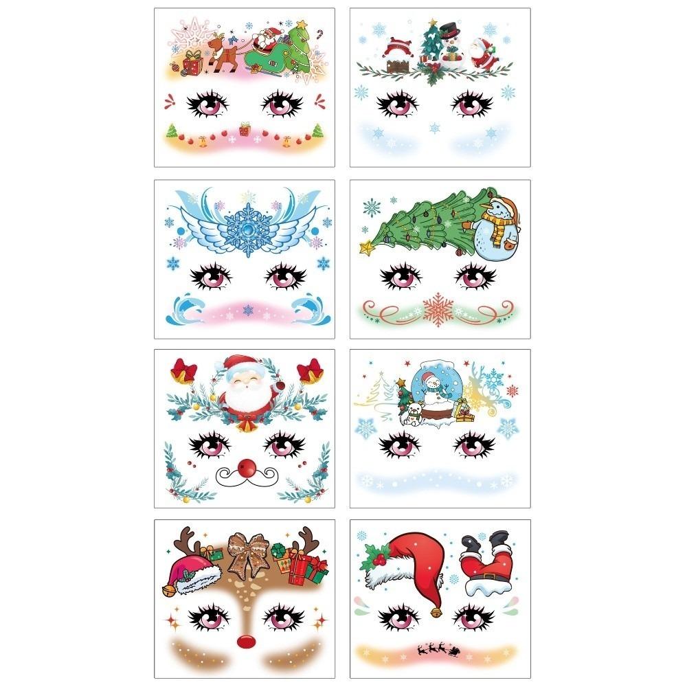 

Водонепроницаемая временная тату-наклейка Долговечные наклейки-румяна на Рождество Фестиваль Праздничные мероприятия 8PCS-SET