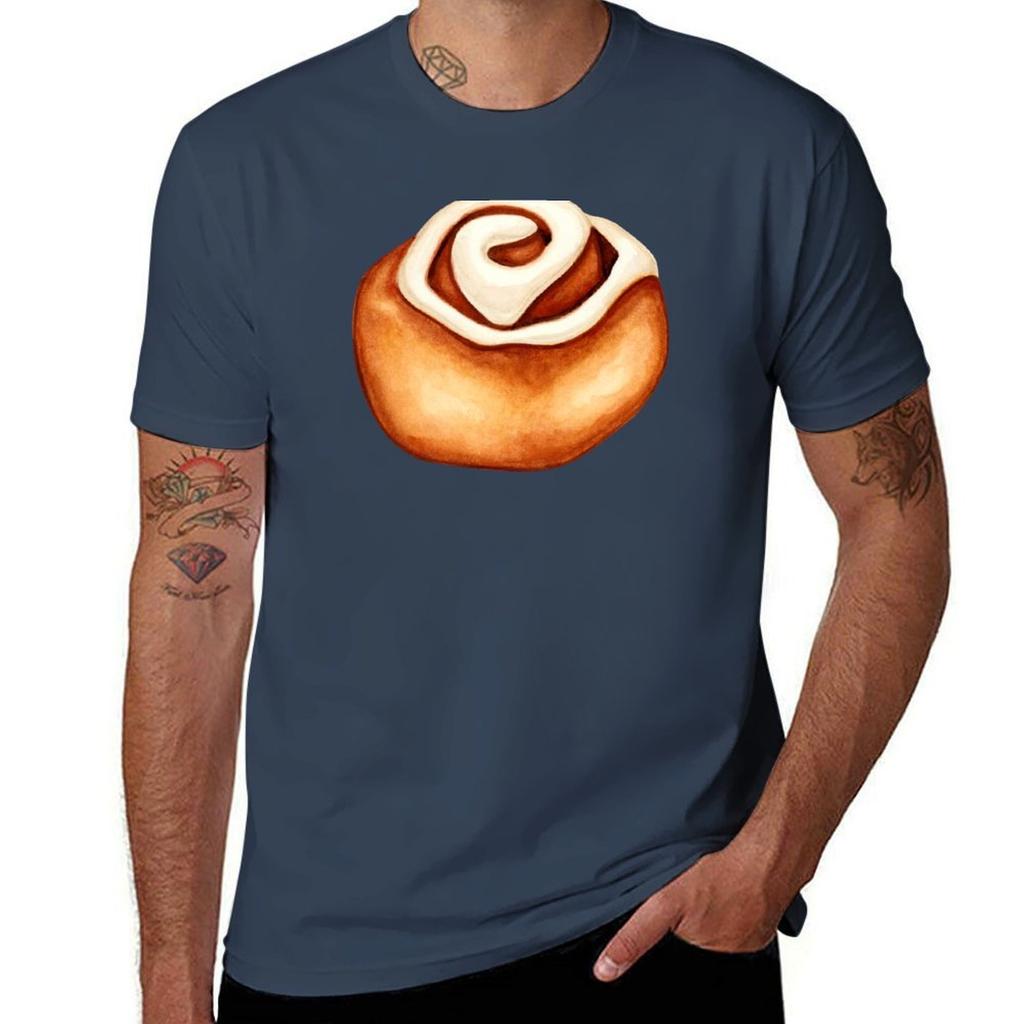 Cinnamon Roll Pattern Red TShirt Lightweight Sport Basic TShirt