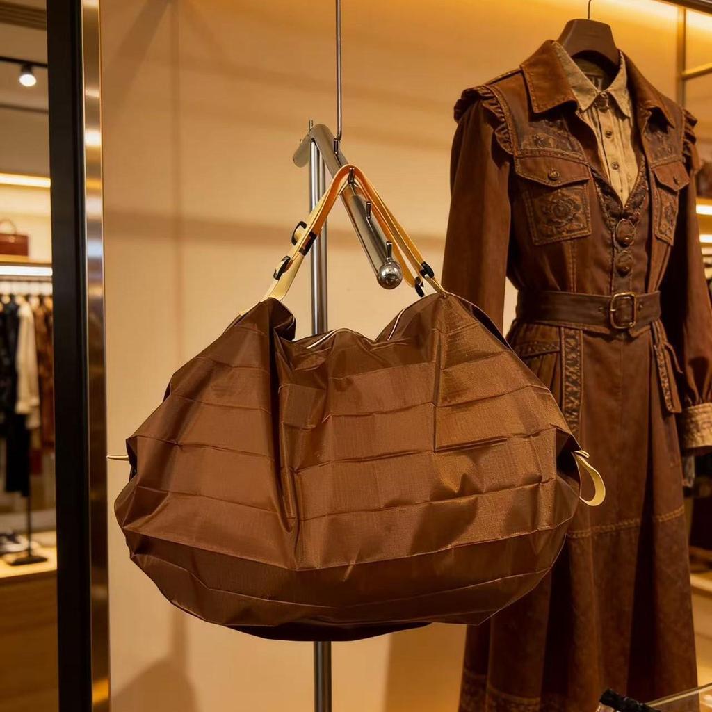 Japanese Accordion Spring Roll Foldable Shopping Bag: Large Capacity, Portable Handbag, Organizer