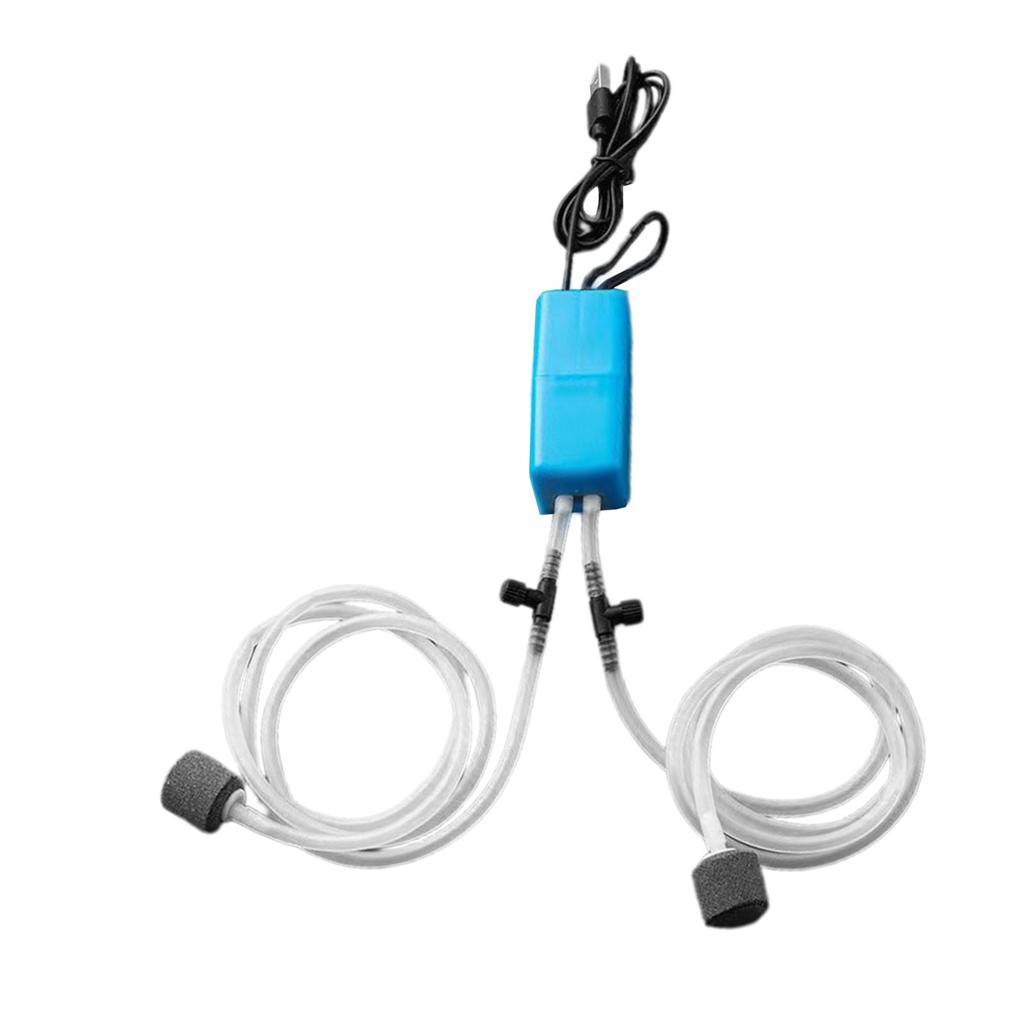 Pompa Ossigeno USB per Pesci Portatile Silenziosa Doppia Uscita Pompa Ossigeno per Pesca Acquario Domestico