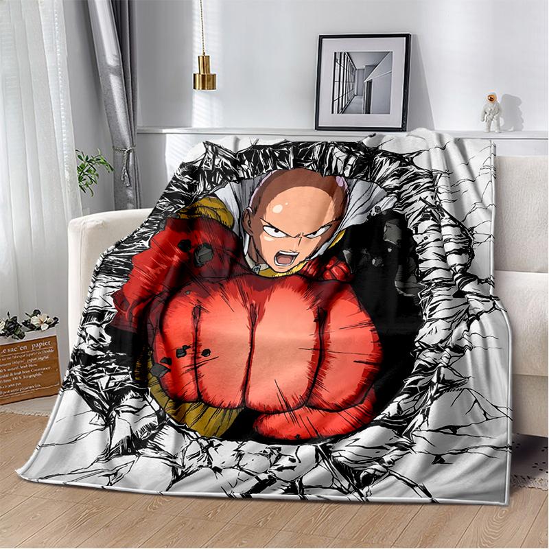 3D One Punch Man Saitama Cartoon Anime Soft Blanket,Soft Throw Blanket for Home Bedroom Bed Sofa Travel Cover Child Gift