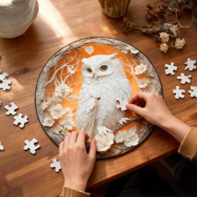 1 Set Holz Tier Puzzle Weiße Eule Löwe Kolibri Puzzle Herausforderndes Spiel Pädagogisches Schwieriges Puzzle Spielzeug Heimdekoration