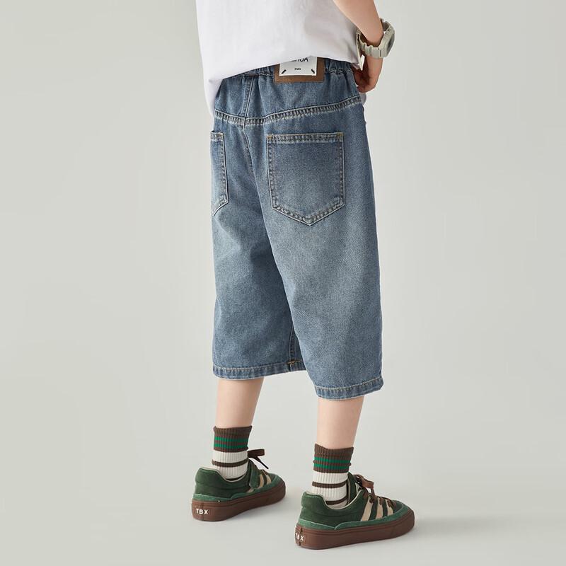 Boys' Loose Fit Washed Denim Bermuda Shorts