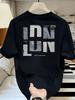 Mens Pure Cotton Crew Neck Shortsleeve Tshirt With Large Patchwork Letter Print Hiphop Street Casual Summer