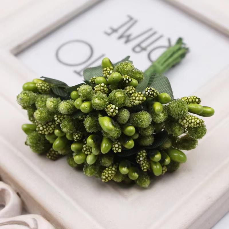 12 STK/Parti Kunstig Blomst Små Bær Pollenbærer Stilk av Ståltråd/Bryllupsblader DIY Krans Roser Kunstig Blomst