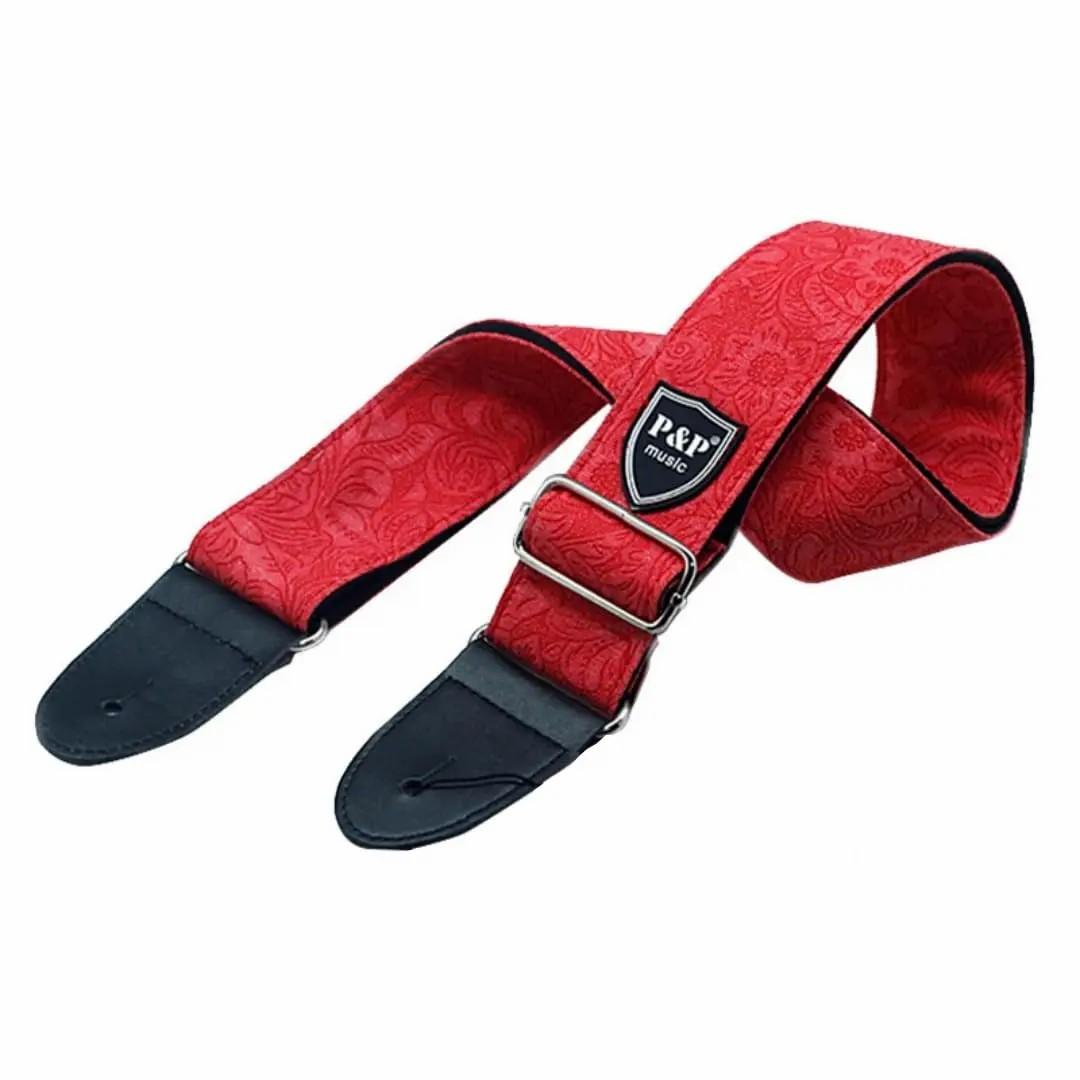 

Ремень для гитары, регулируемый, прочный, расширяющийся, утолщенный, джинсовый, хлопковый, гитарные ремни красный