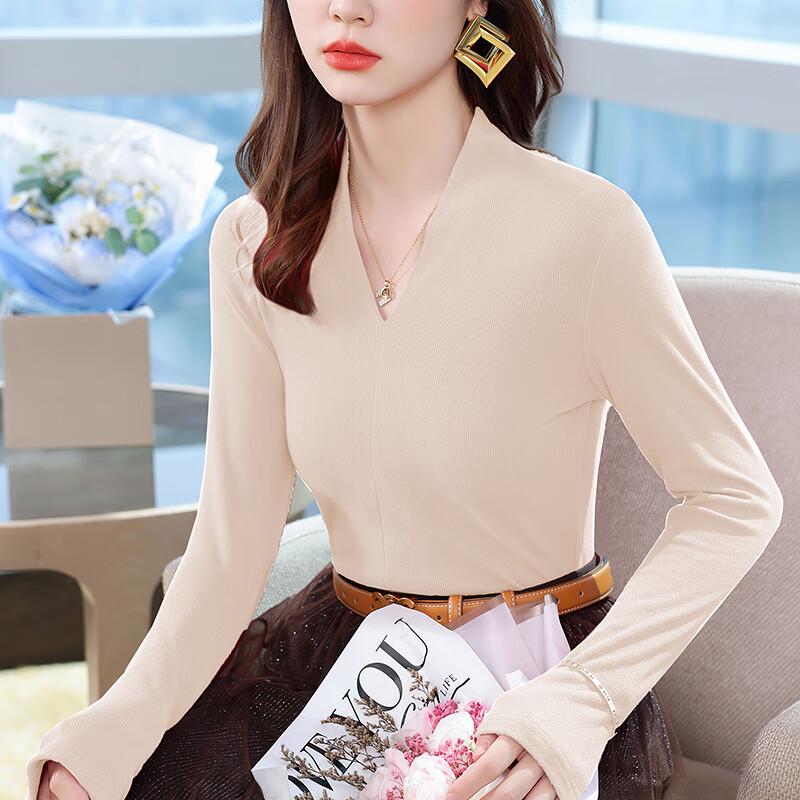 Women's Elegant V-Neck Long Sleeve Knit Base Top