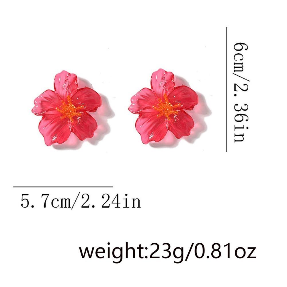 Exaggerated Romantic Bright-colored Transparent Acrylic Simulation Flowers Stud Earrings for Women Personality Piercing Jewelry