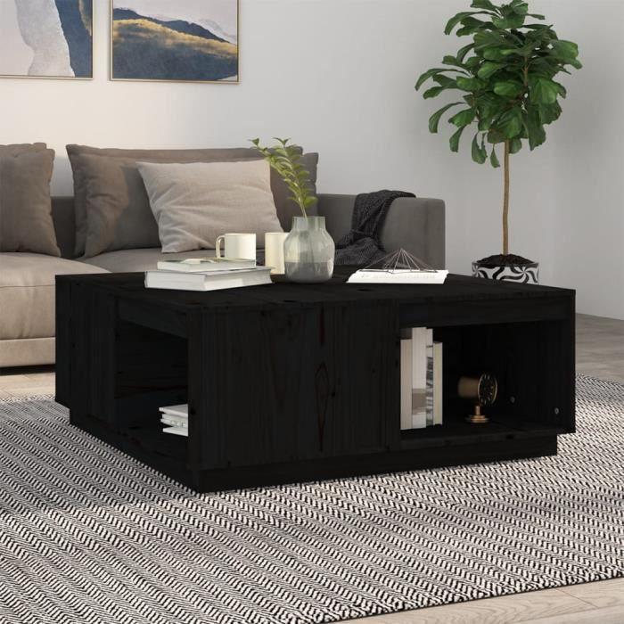 814523 vidaXL Table basse Noir 100x101x40,5 cm Bois massif de pin