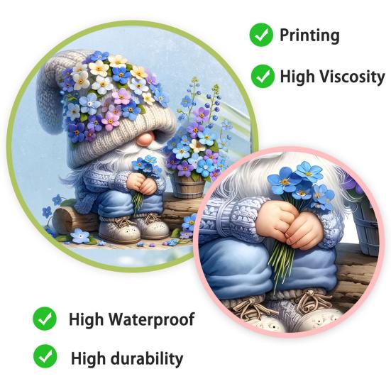 Forget-Me-Not Gnome Window Decal Static Window Sticker Waterproof Removable Window Cling for Living Room Bedroom