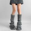 Womens Girls Lolitas Holes Leg Warmers Winter Knitted Leg Sleeves Goth Crochet Ankle Heap Socks JK Uniform Foot Cover