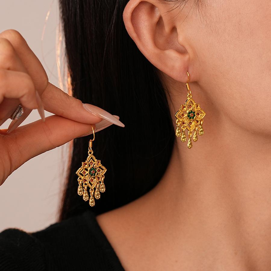 Water Drop Flower Earrings, Elegant National Style, High-end Earrings for Women