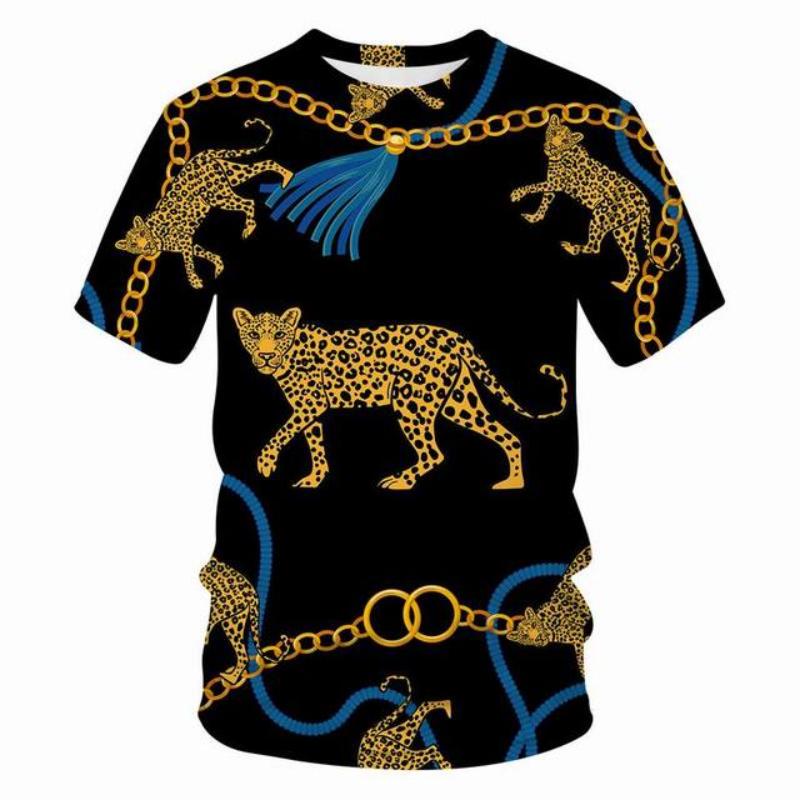 Luxusní 3d tričko s potiskem Ležérní letní styl Módní potisk Tričko s krátkým rukávem Ženy Top Chain Streetwear Volné tričko 6xl