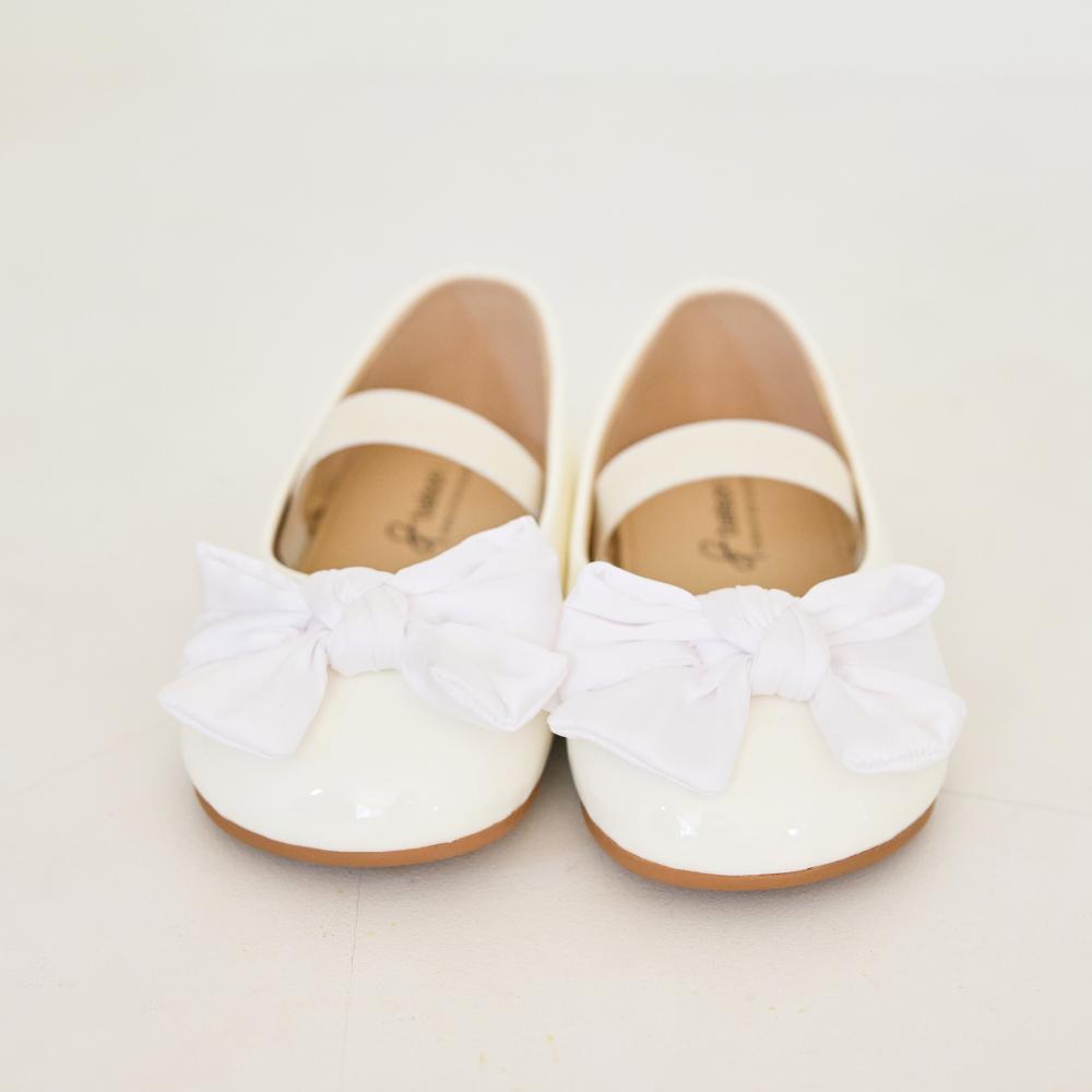[Babyzzam] Girl's Bubble Ribbon Flats, White [BB464-10001]