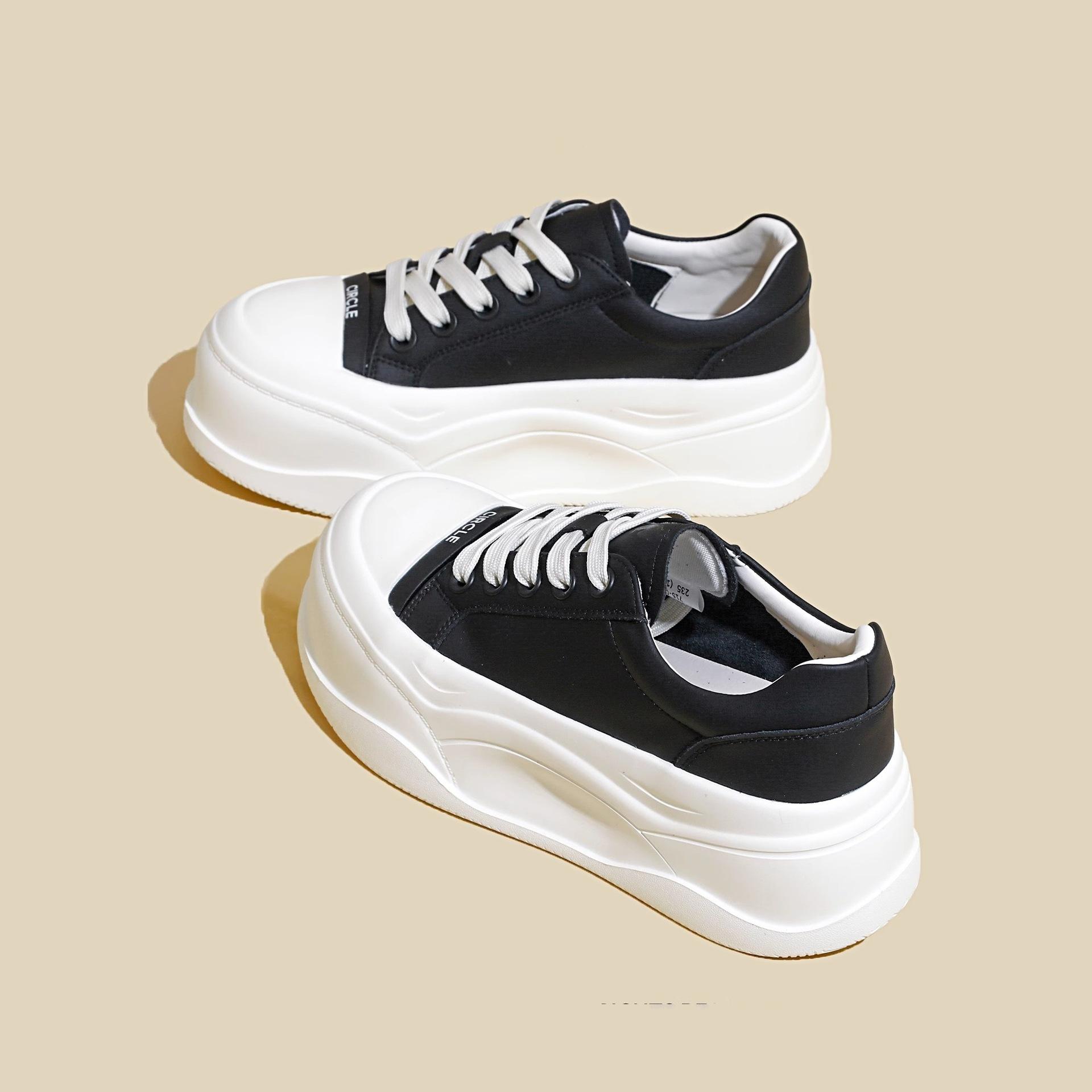 

Gu Yunshu European ugly cute big head little white shoes women s 2025 spring new thick sole heightening niche versatile breadboard 40 чорний