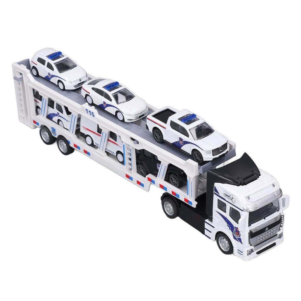 Transport Car Carrier Truck with 6 Alloy Car Model 2 Layers Carrier Truck Toy for Indoor Outdoor