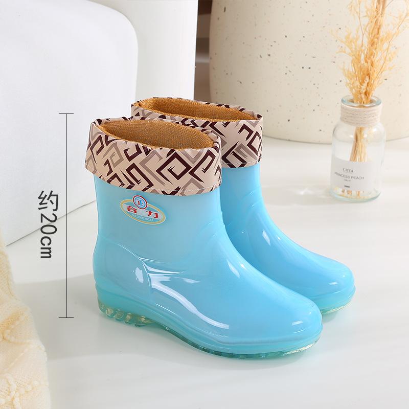 Long rain boots women's fashion rain shoes women's adult no lining high tube waterproof shoes quick-drying rubber shoes summer
