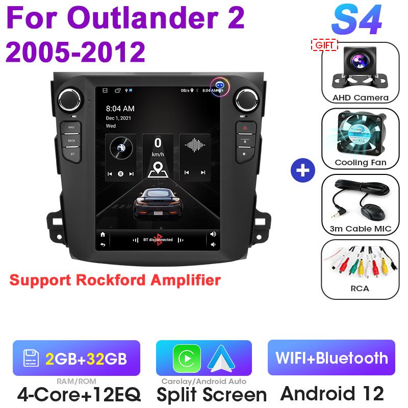 2 Din Android 12 Car Radio For Mitsubishi Outlander Xl 2 2005-2012 For Citroen C-Crosser 2007-2013 Multimedia Video Player GPS