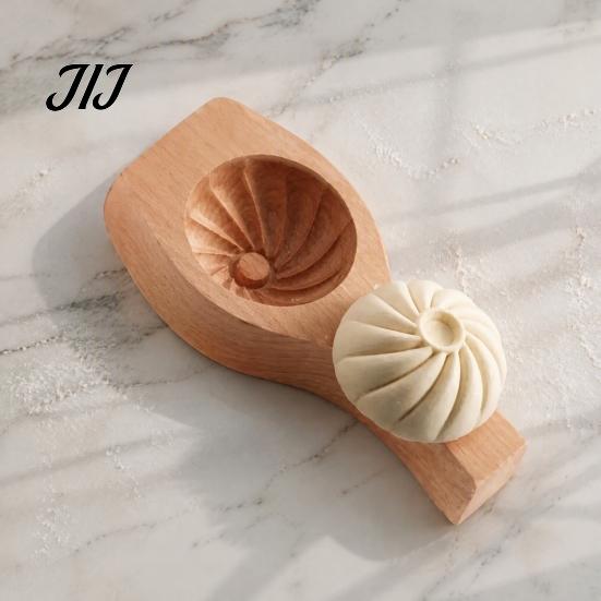 Pressa per Dolci Fai-da-te Stampo per Panini in Legno con Manico, Stampo Manuale per Baozi, Legno per Alimenti Facile Pressa per Ravioli Bordi a Fiore per Strumento per Fare Gyoza in Cucina