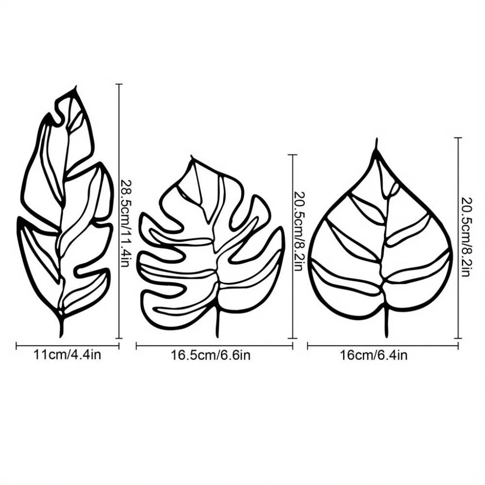 3pcs Metal Leaf Wall Pediments – Decorative Wall Art with Three Leaves. Ideal for Children's Rooms, Nurseries, and Kindergartens