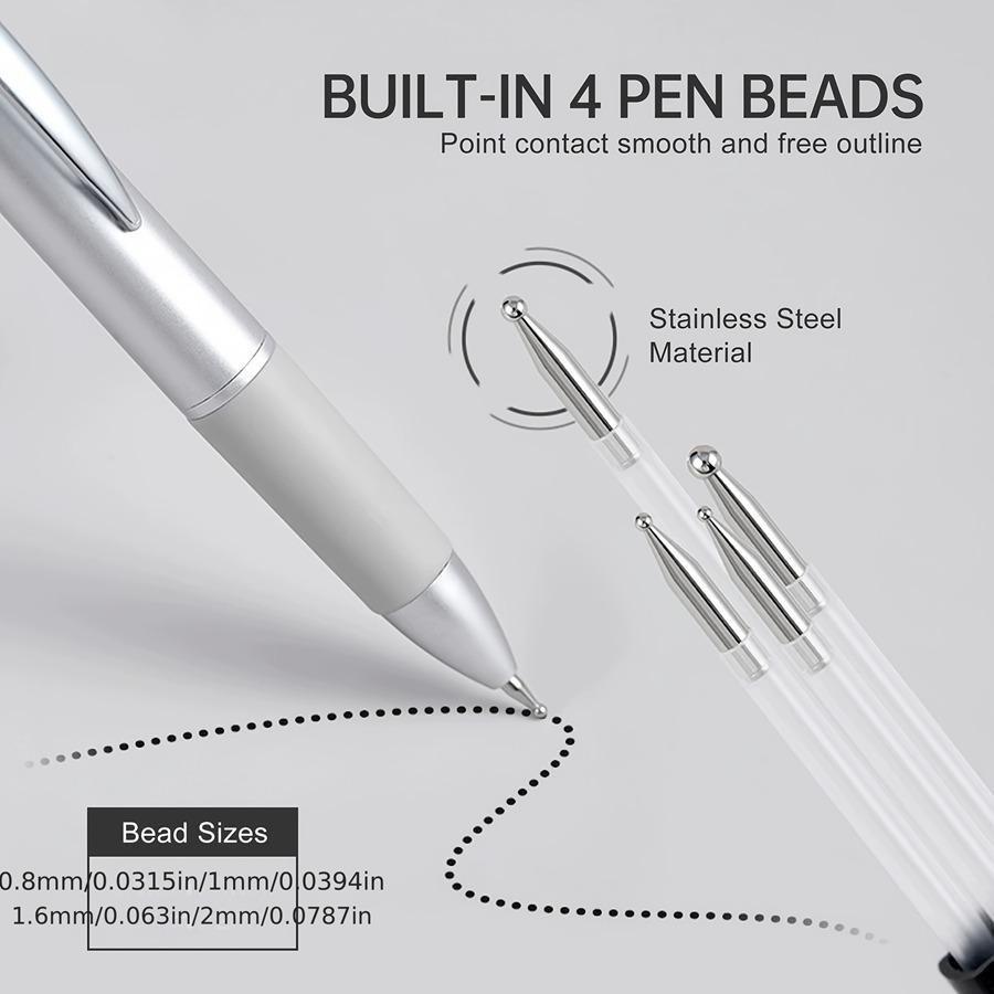 1 Piece 5-in-1 Nail Art Dot Paint Brush, Multi-Size Nail Painting Tool with Attachable Rhinestone Pickup Tool, Nail Decoration Pen