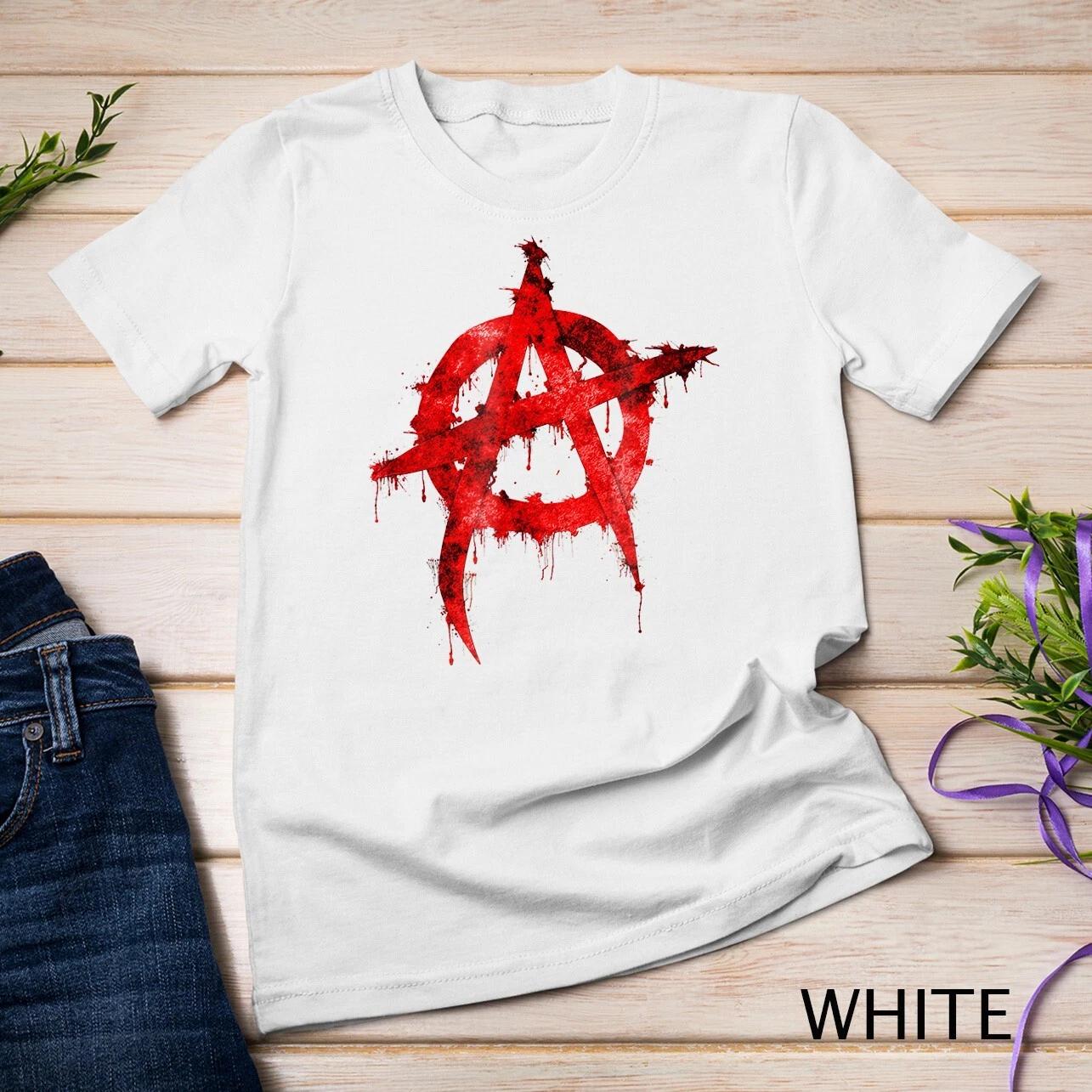 Men s and Women s T-shirts Red Graffiti Anarchy Symbol T-Shirt Unisex T-shirt XXL