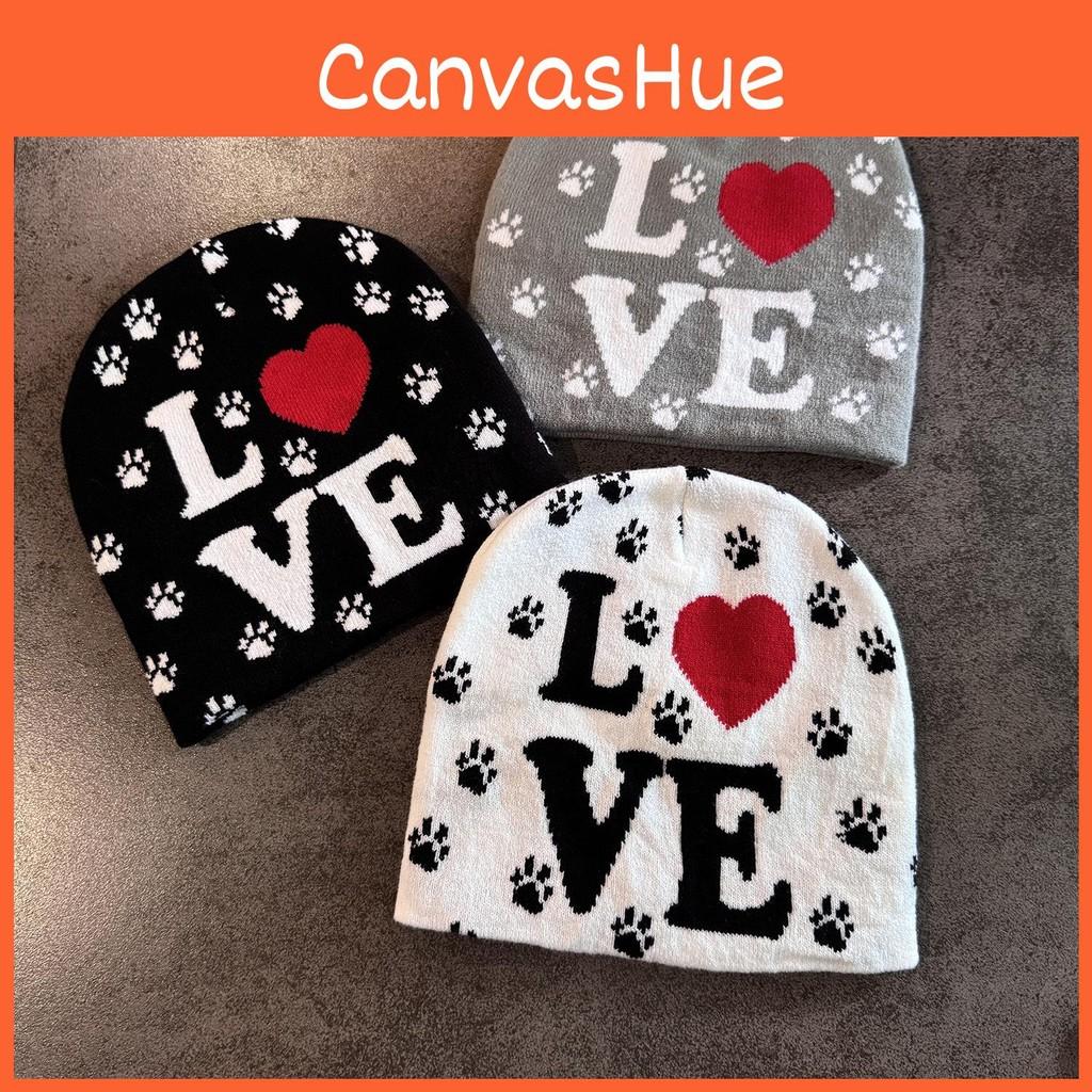 Love Letter Pattern Beanie Knitted Hat For Warm Winter Cap Breathable Fashion