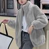 Women Coat Solid Color Double-Sided Velvet Coat with Pockets Warm Long-Sleeved Autumn Winter Outerwear