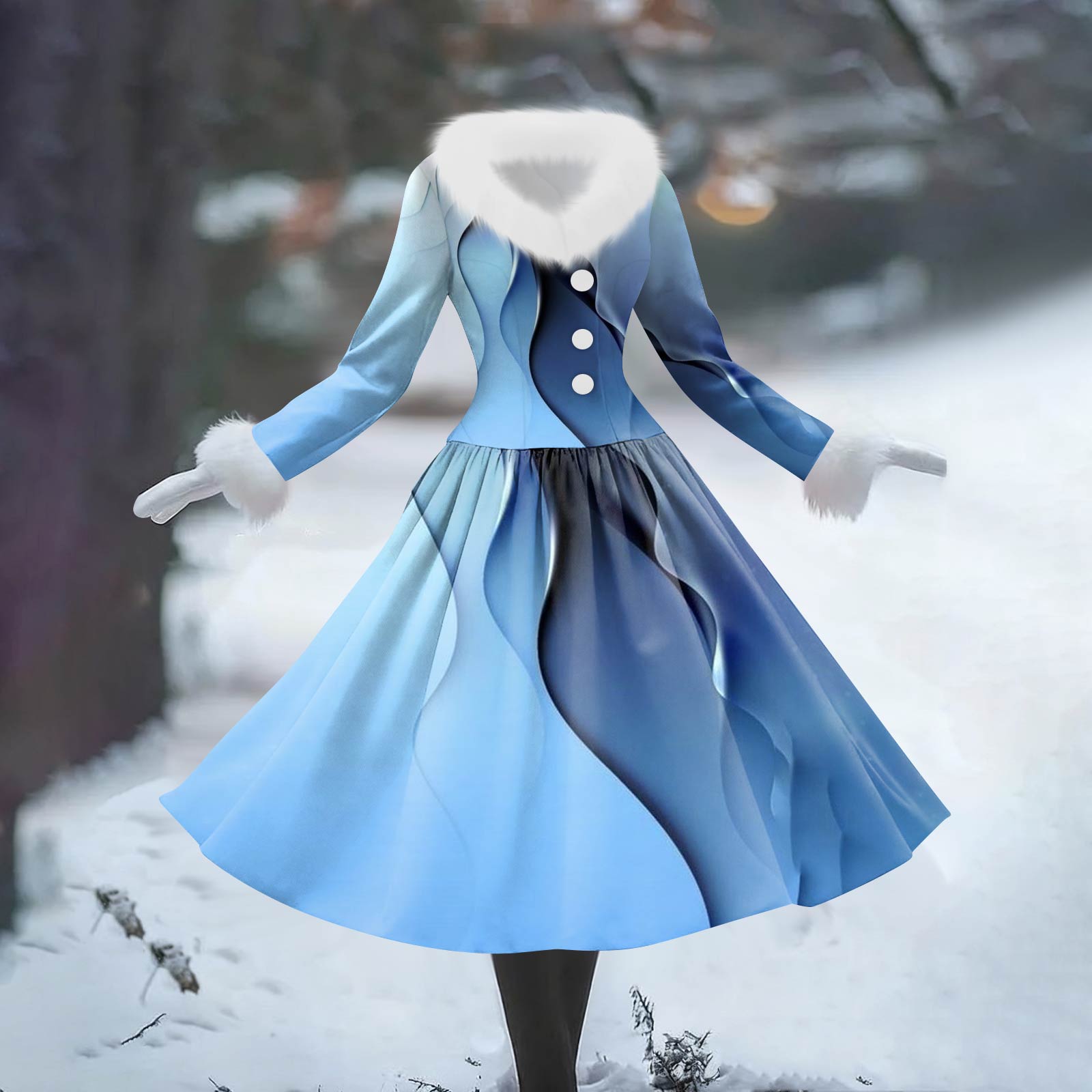 

Женское повседневное платье с длинным рукавом, V-образным вырезом, лоскутным флисом и рождественским принтом XXL