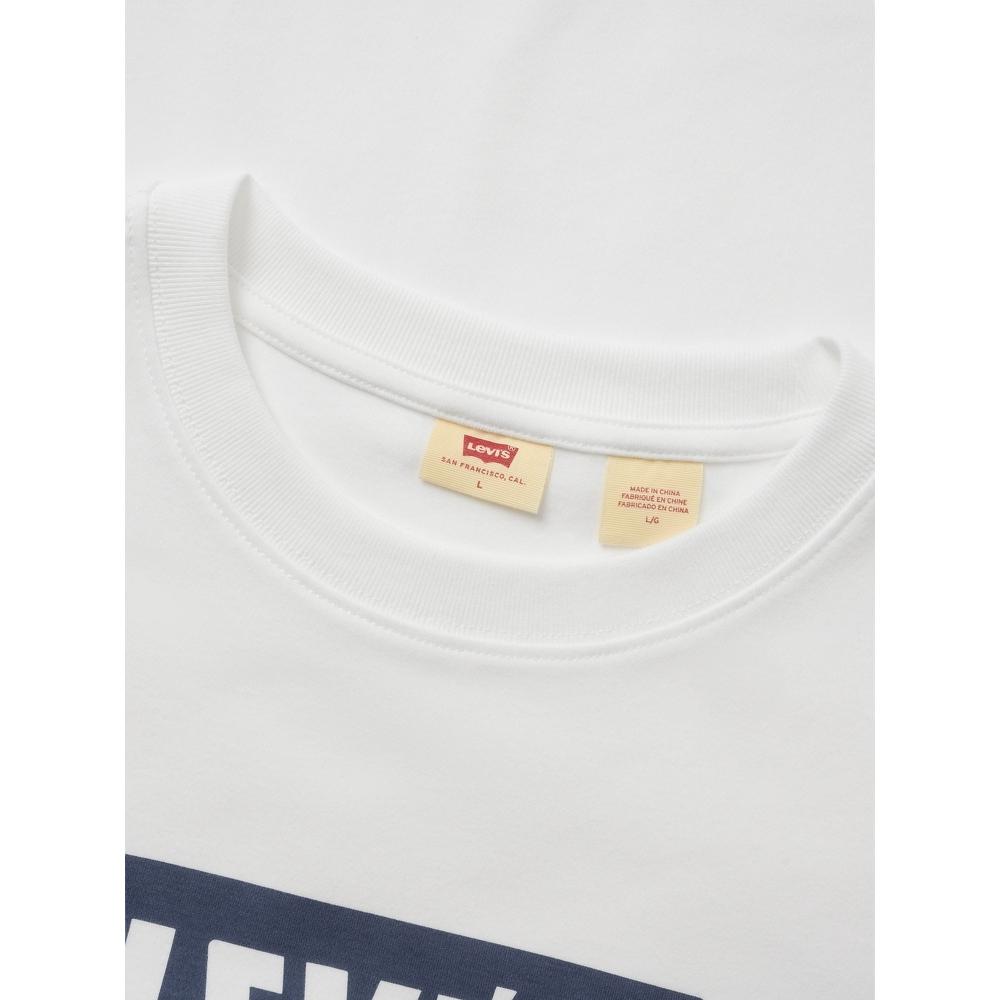 Levis Comfortable Casual Logo Print Ribbed Crew Neck Short Sleeve T-Shirt Men T-Shirts White 001AM-0013