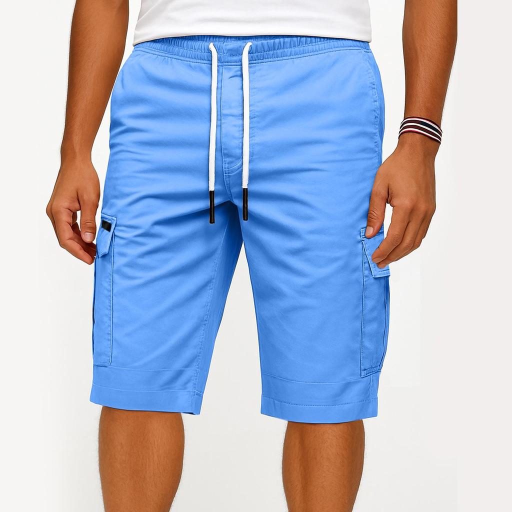 New tooling shorts men's autumn splicing solid color casual sports loose straight-leg pants