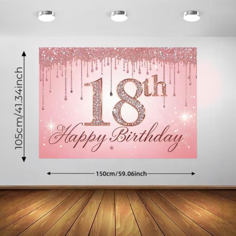 2D Black Rose Gold 18th Birthday Photo Booth Background & Balloons