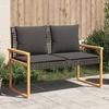 VidaXL Garden Bench with Cushion, Patio Seat with Backrest, Park Bench, Outdoor Furniture Patio, Black Resin 365862