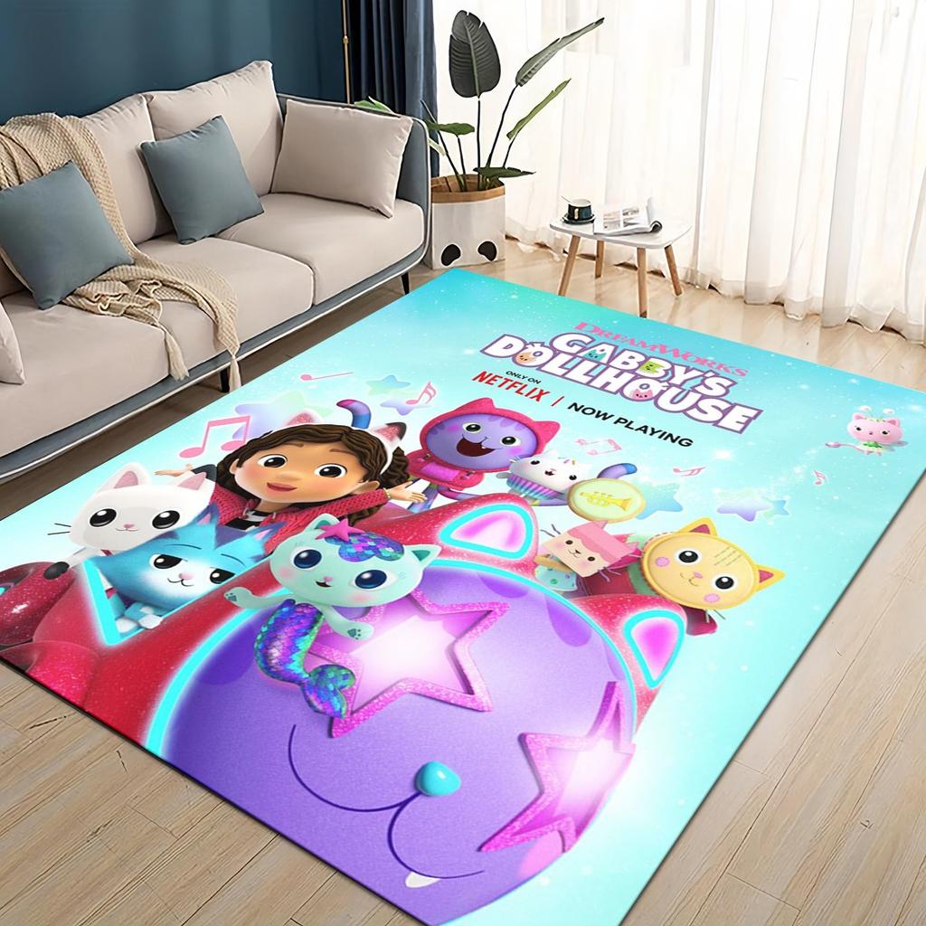 Style New Gabbys Dollhouse Cartoon Girl Gift Carpet Rug for Living Room Bedroom Home Sofa Decoration,kids Non Slip Floor Mat