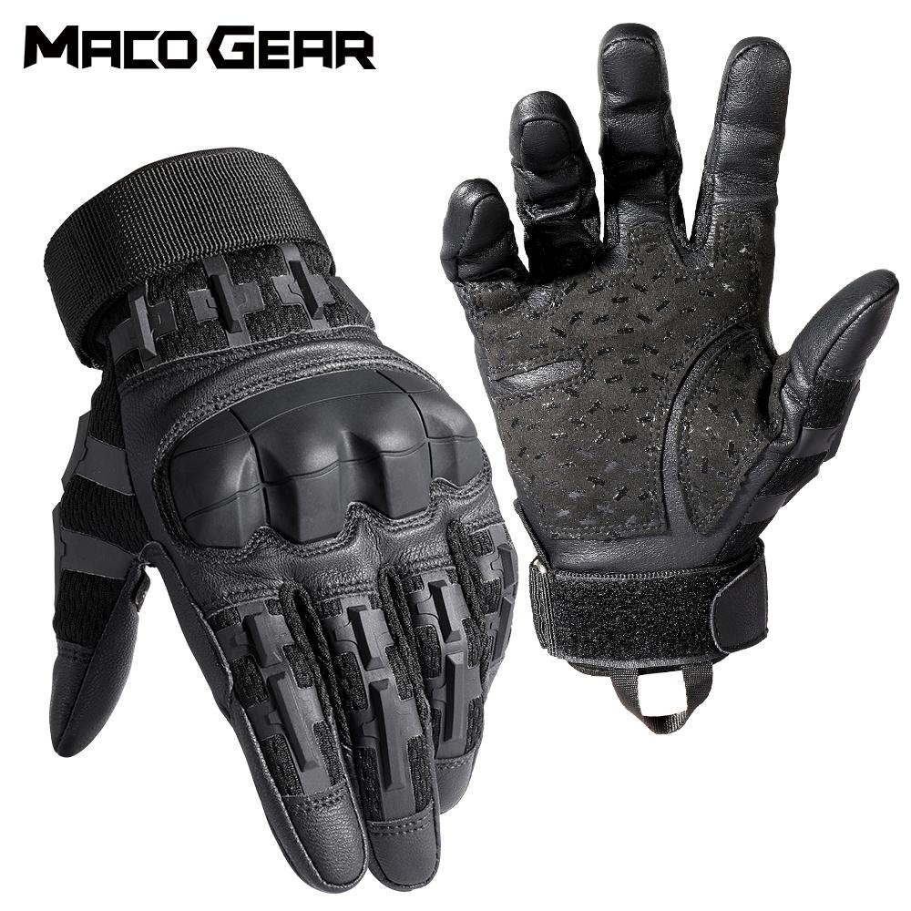 PU Leather Full Finger Touch Screen Gloves Hiking Cycling Training Climbing Airsoft Hunting Non-slip Protective Gear