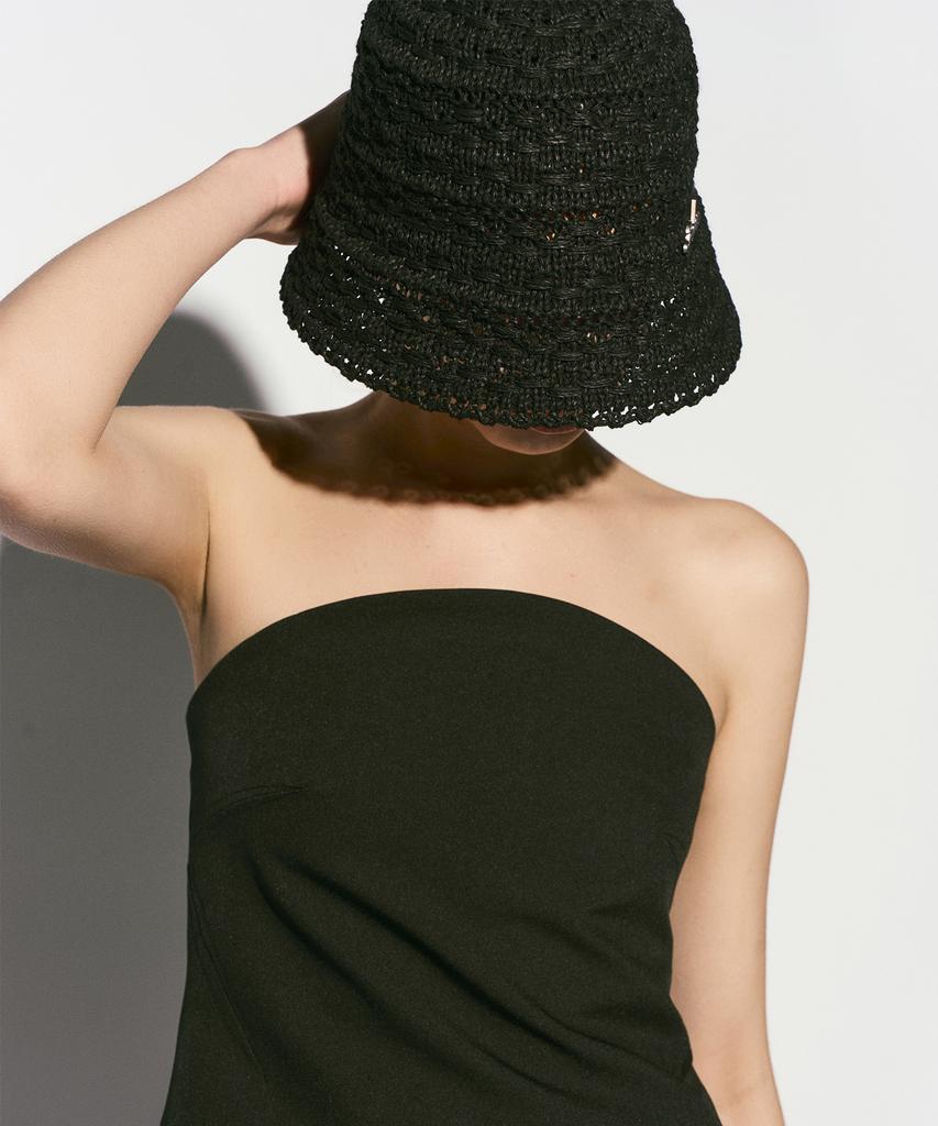 RE RHEE Crochet Bucket Hat Black