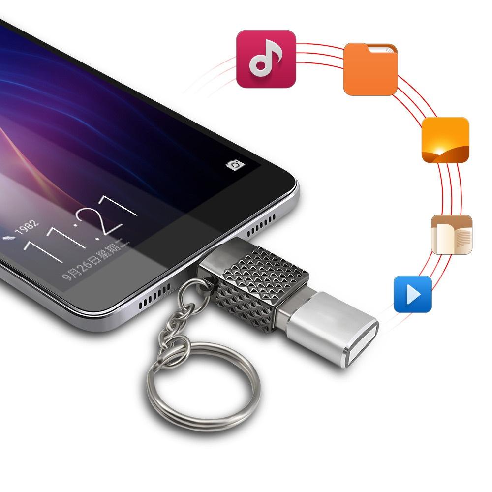 USB C To USB 3 0 OTG Adapter Type C Male To Female Converter with Keychain Zinc Alloy Case for Smartphones Tablets